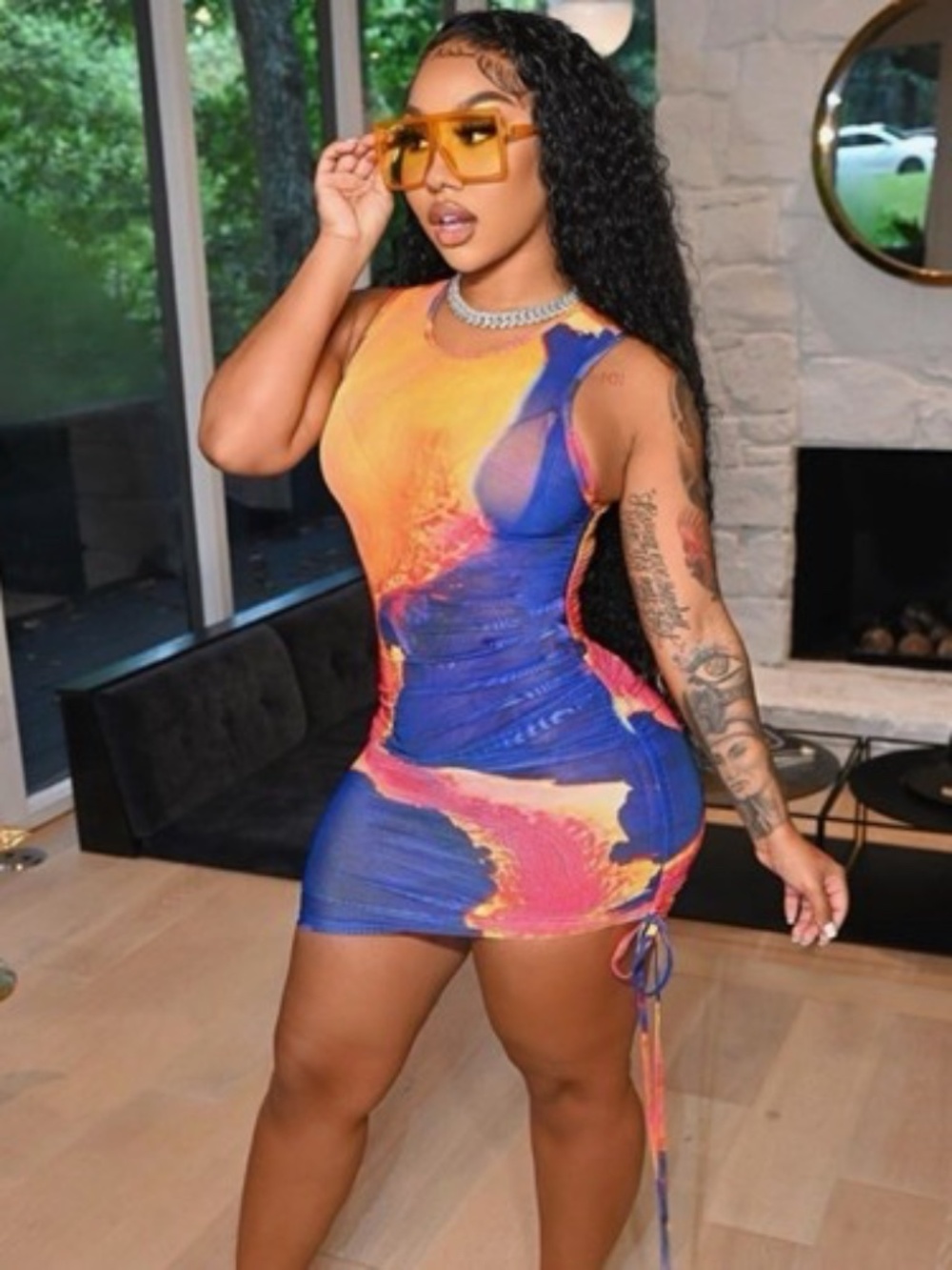 Shane Justin Lava Girl 3PC Mesh Ruched Mini Dress Set NWT Women's Medium